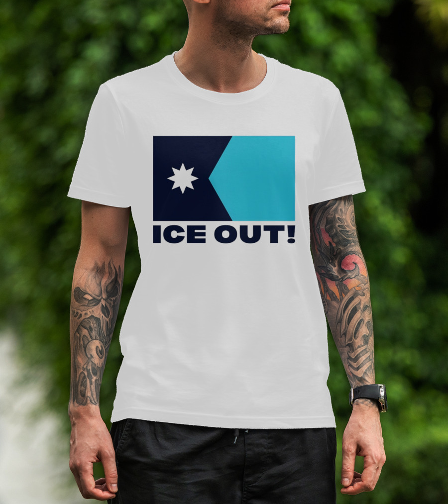 Ice Out Minnesota Star Flag T-Shirt