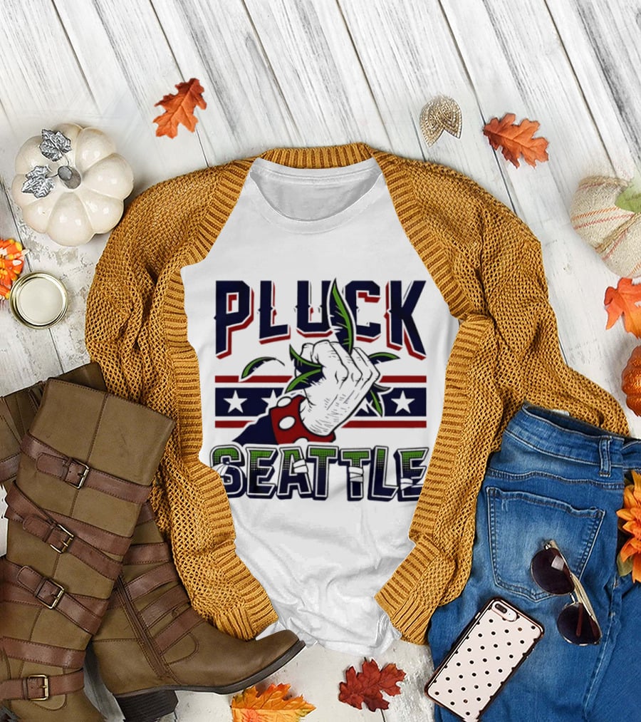 Pluck Seattle Seahawks Fist Stars and Stripes T-Shirt