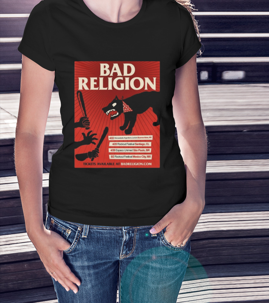 Bad Religion Tour 2026 Latin America Dates Buenos Aires Santiago São Paulo Mexico City T-Shirt