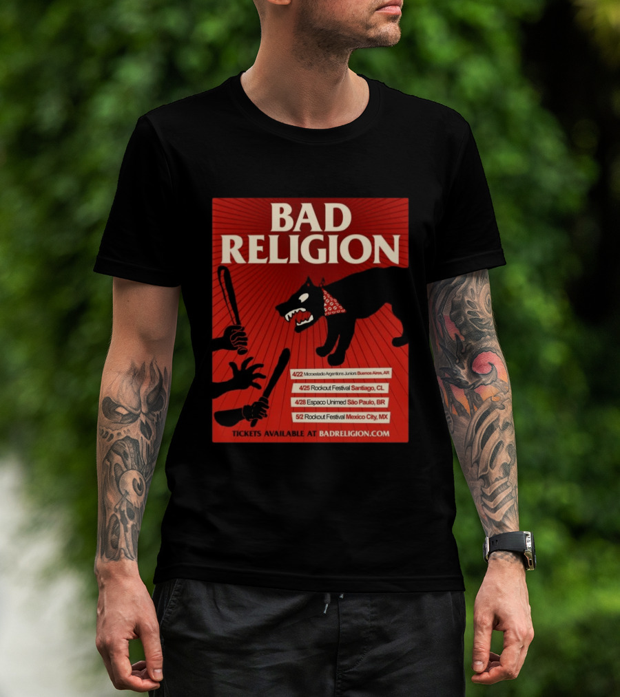 Bad Religion Tour 2026 Latin America Dates Buenos Aires Santiago São Paulo Mexico City T-Shirt