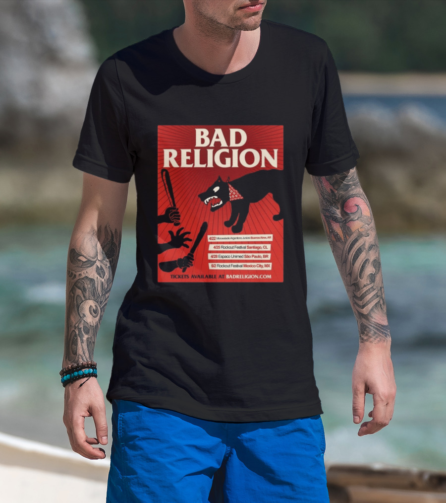 Bad Religion Tour 2026 Latin America Dates Buenos Aires Santiago São Paulo Mexico City T-Shirt