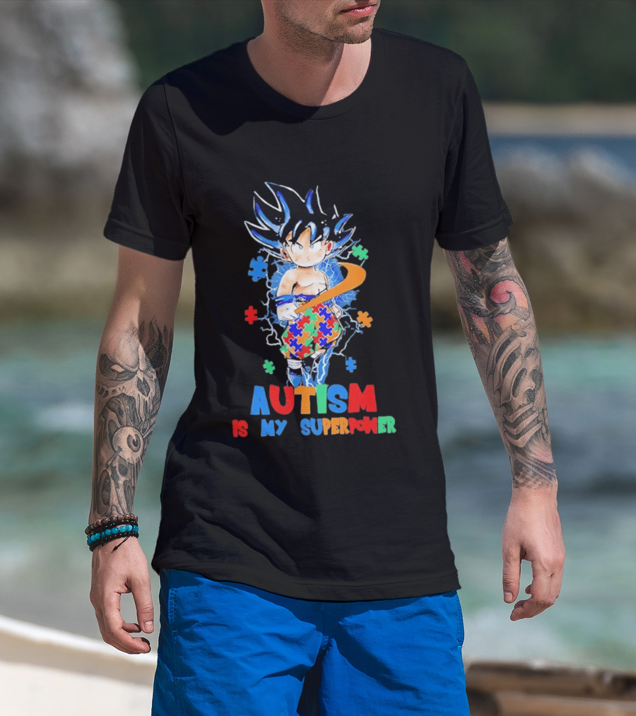 Dragon Ball Son Goku Autism Is My Superpower Puzzle Piece T-Shirt