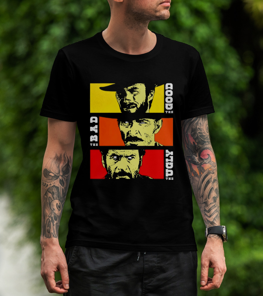 The Good The Bad The Ugly Cat Vertical Pop T-Shirt
