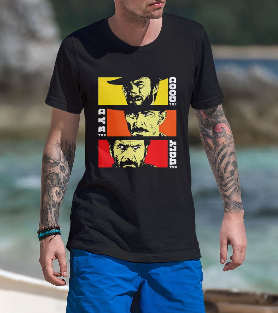 The Good The Bad The Ugly Cat Vertical Pop T-Shirt