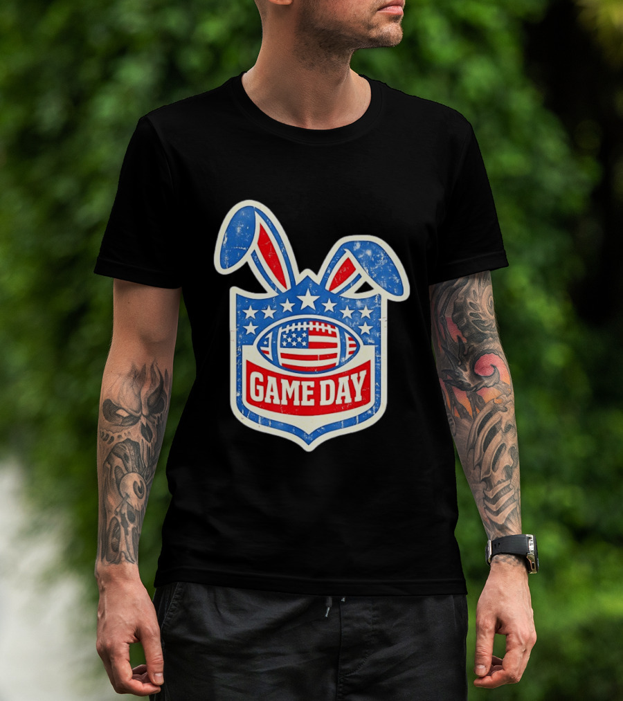 Easter Football Game Day American Bad Bunny Stars Stripes T-Shirt