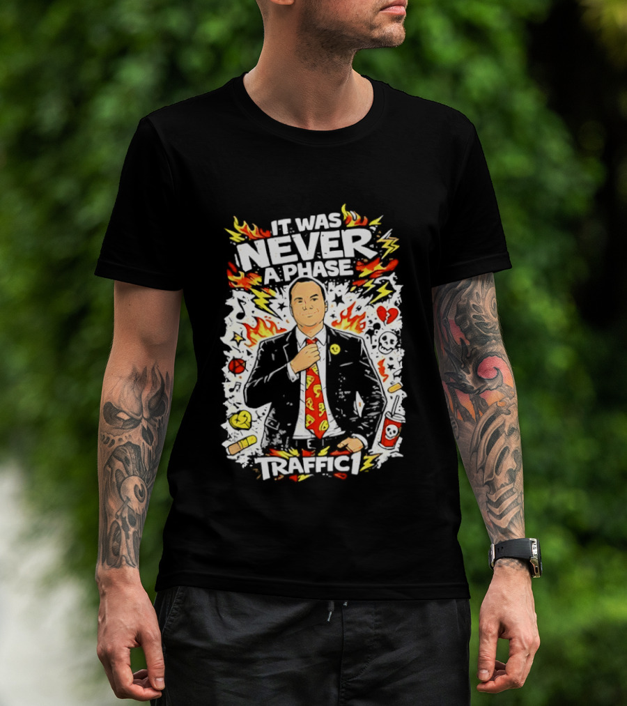 It Was Never A Phase Pop Punk Forever Fire Flames Pizza Hearts T-Shirt