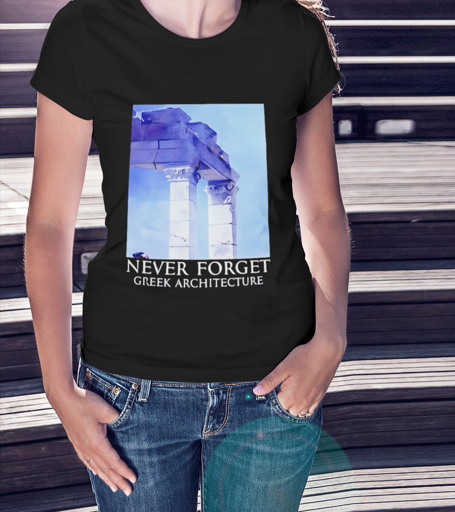 Never Forget Greek Architecture Two Columns T-Shirt