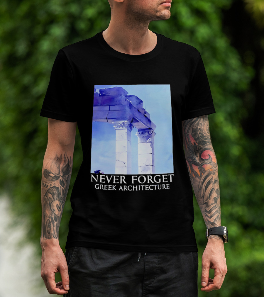 Never Forget Greek Architecture Two Columns T-Shirt