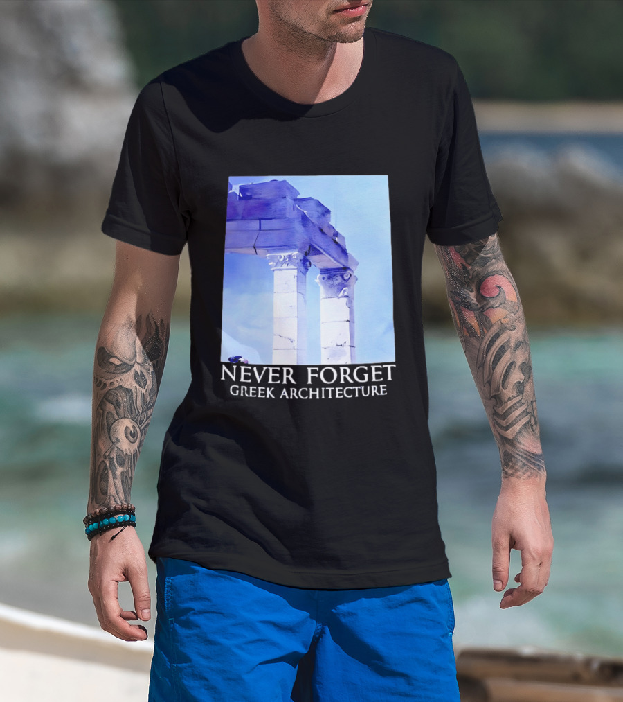 Never Forget Greek Architecture Two Columns T-Shirt