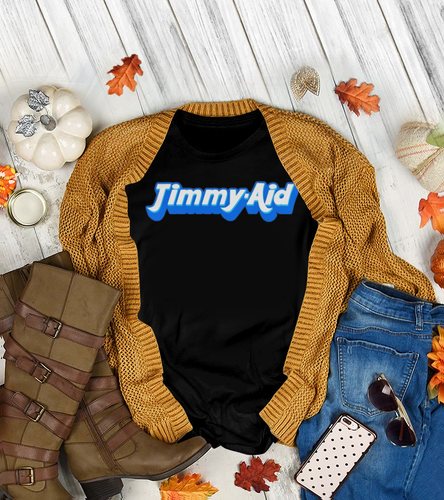 Jimmy Aid Bold Blue Retro Font T-Shirt