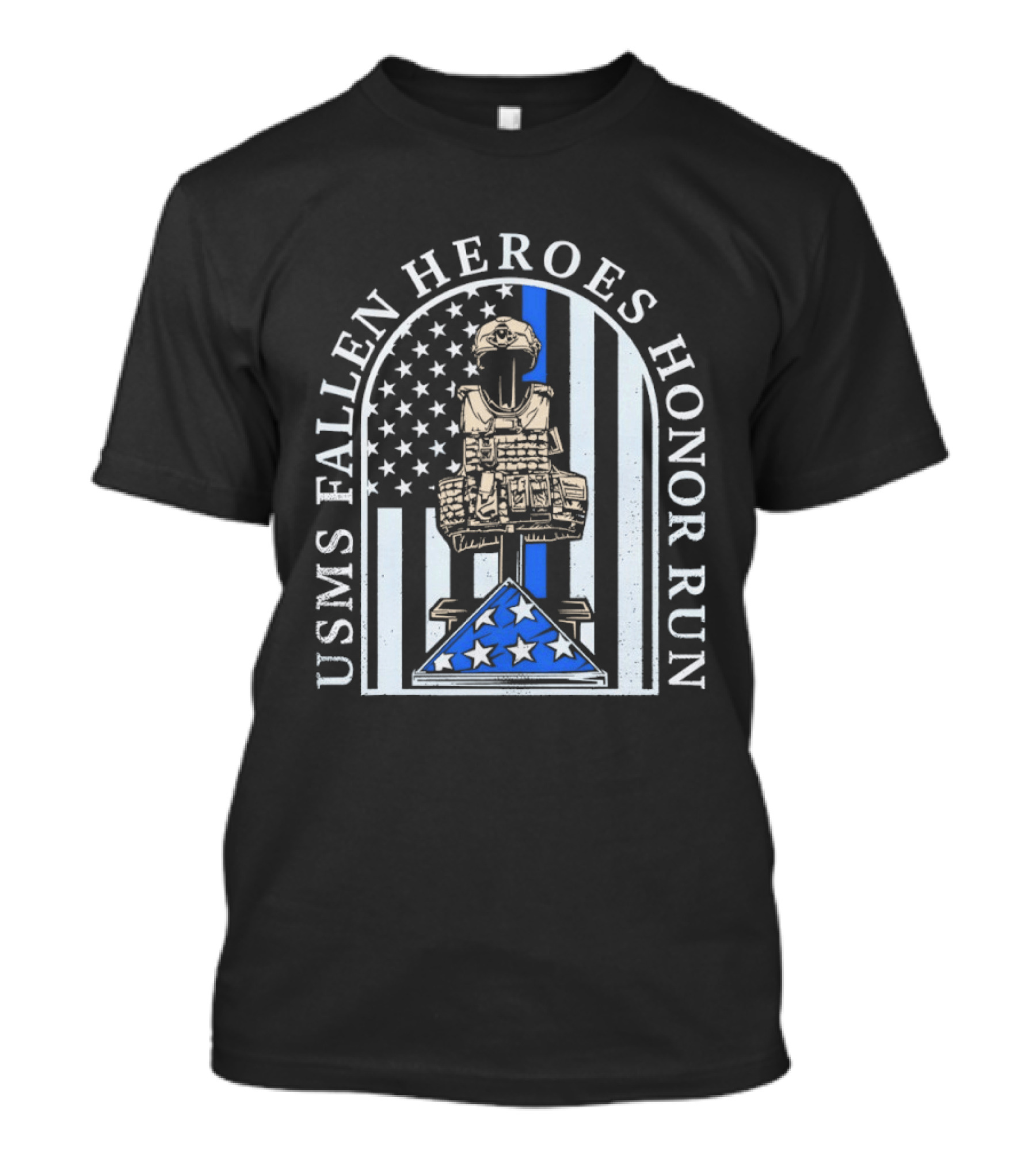 USMS Fallen Heroes Honor Run Stars And Stripes Tribute Memorial T-Shirt