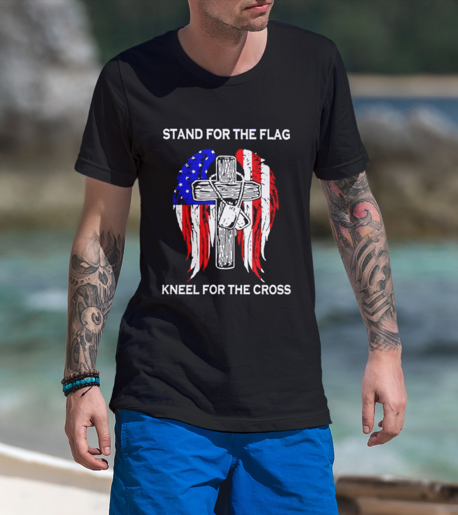 Stand For The Flag Kneel For The Cross USA Wings T-Shirt