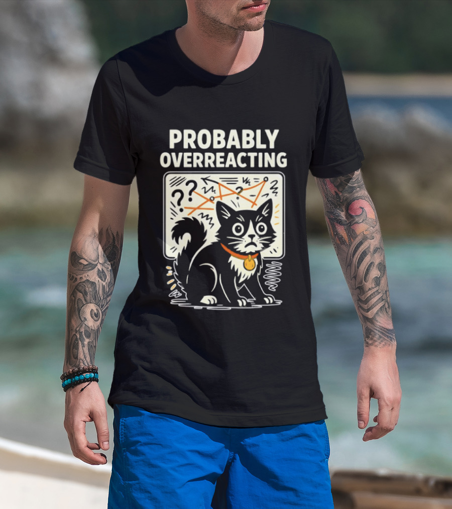 Tuxedo Cat Probably Overreacting Funny Chart Analysis T-Shirt