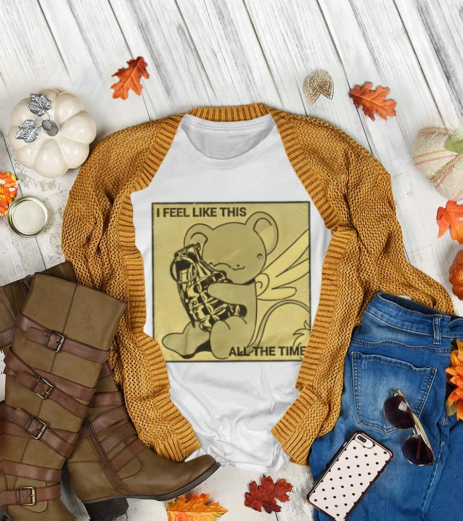I Feel Like This All the Time Cute Winged Bear Hugging Grenade T-Shirt