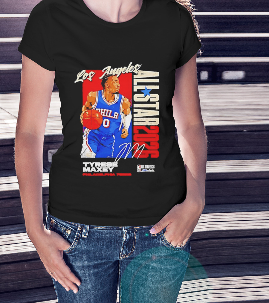 Los Angeles All Star 2026 Tyrese Maxey Philadelphia 76ers NBA Player T-Shirt