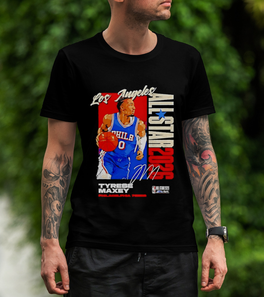 Los Angeles All Star 2026 Tyrese Maxey Philadelphia 76ers NBA Player T-Shirt