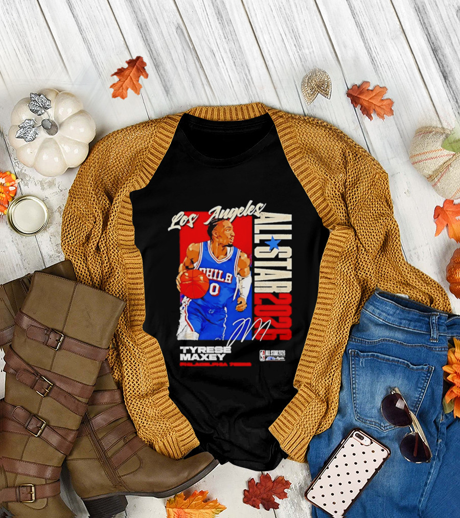 Los Angeles All Star 2026 Tyrese Maxey Philadelphia 76ers NBA Player T-Shirt
