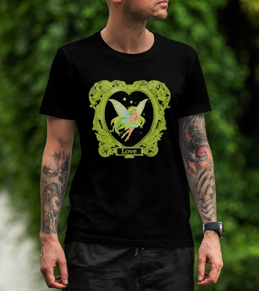 Love Angel Fairy In Ornate Heart Frame T-Shirt