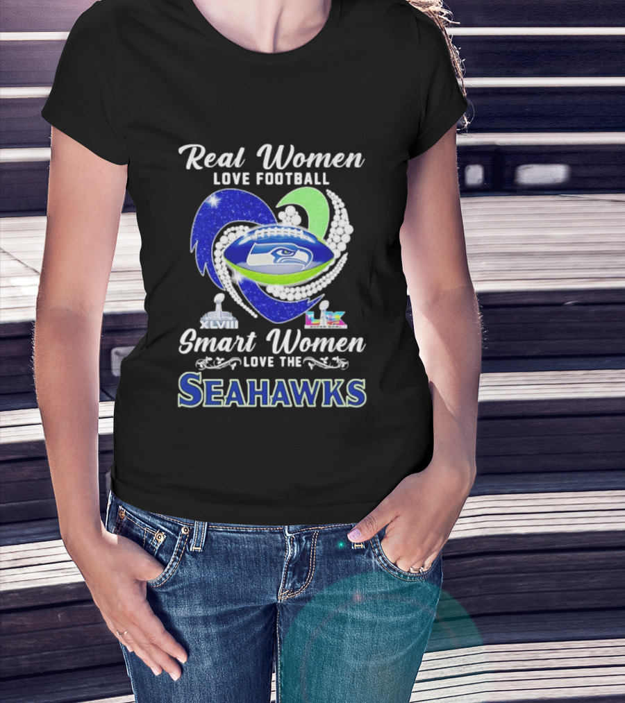 Real Women Love Football Smart Women Love The Seattle Seahawks Super Bowl XLVIII Champions T-Shirt