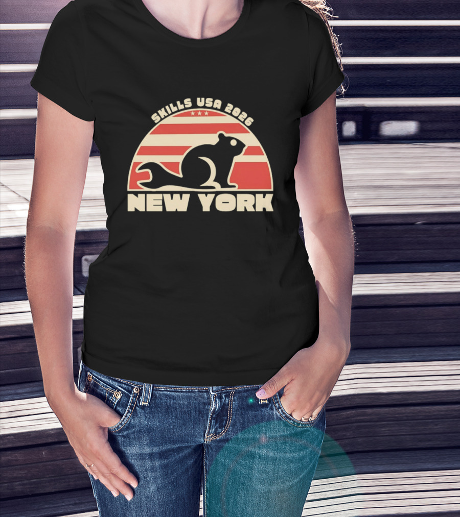Skills USA 2026 New York Patriotic Beaver Flag T-Shirt