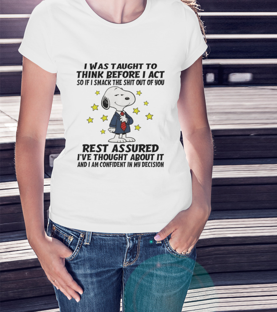 Snoopy Thinking Before Acting Humor T-Shirt