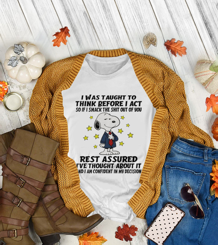 Snoopy Thinking Before Acting Humor T-Shirt