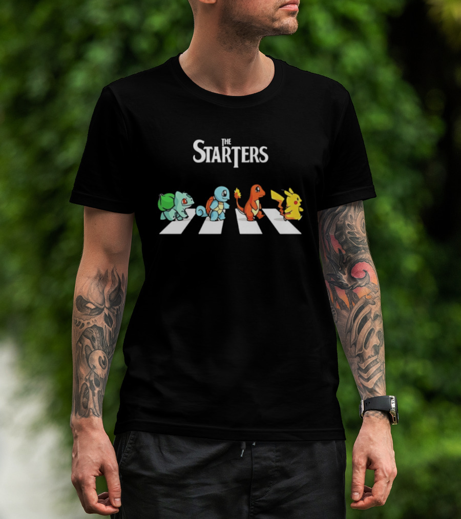 The Starters Pokemon Characters Walking Abbey Road T-Shirt
