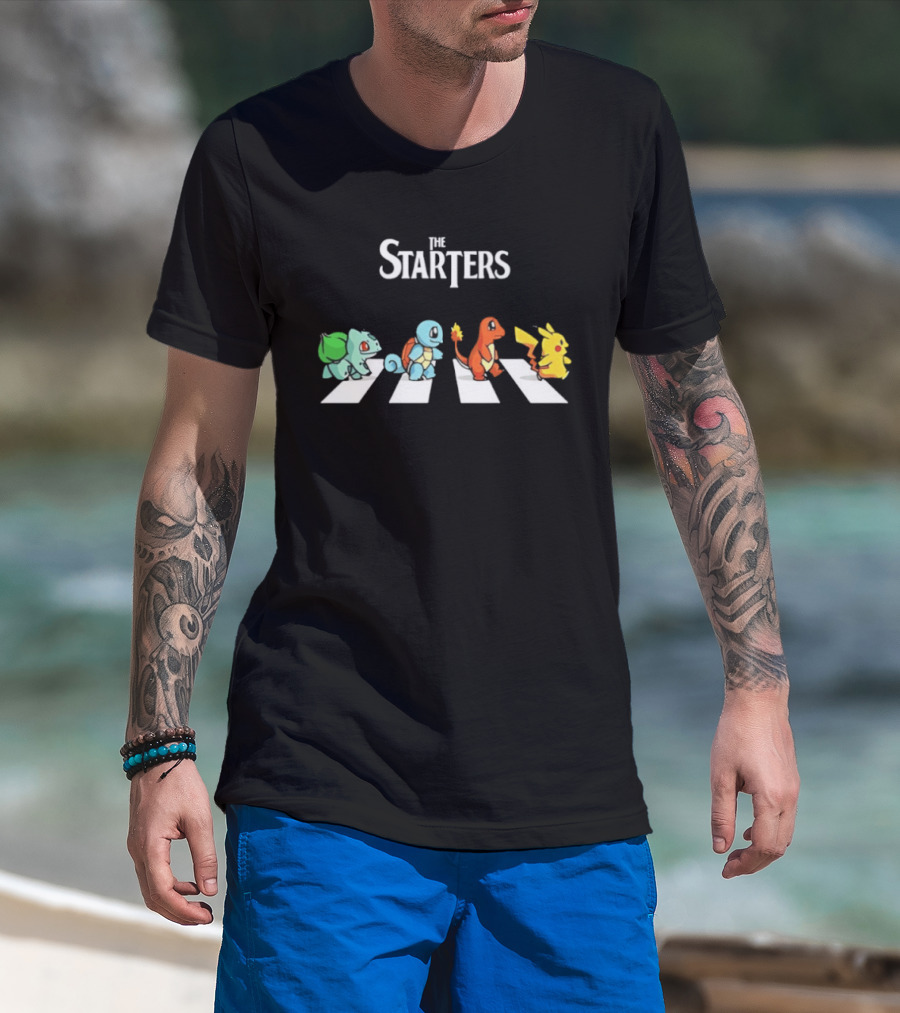 The Starters Pokemon Characters Walking Abbey Road T-Shirt