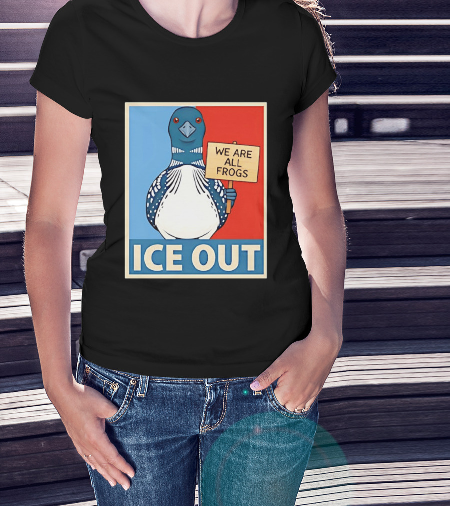 Minnesota State Bird Loon Ice Out We Are All Frogs T-Shirt