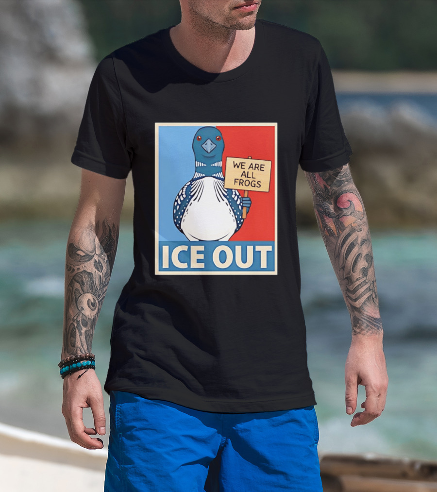 Minnesota State Bird Loon Ice Out We Are All Frogs T-Shirt