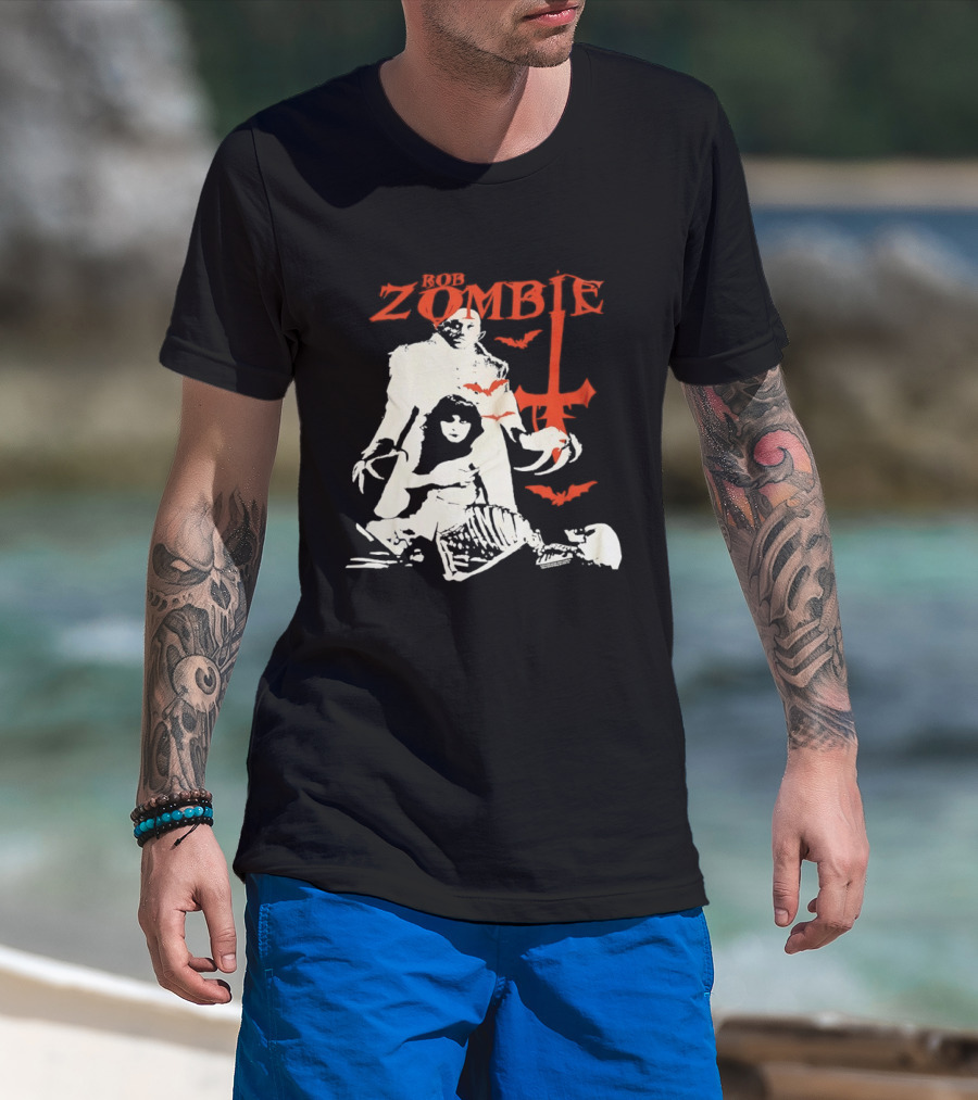 Rob Zombie Horror Red Bats Halloween T-Shirt