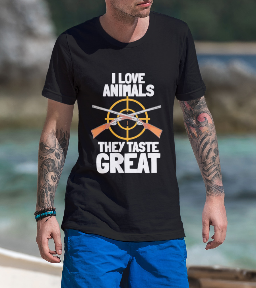 I Love Animals They Taste Great Hunting Humor T-Shirt