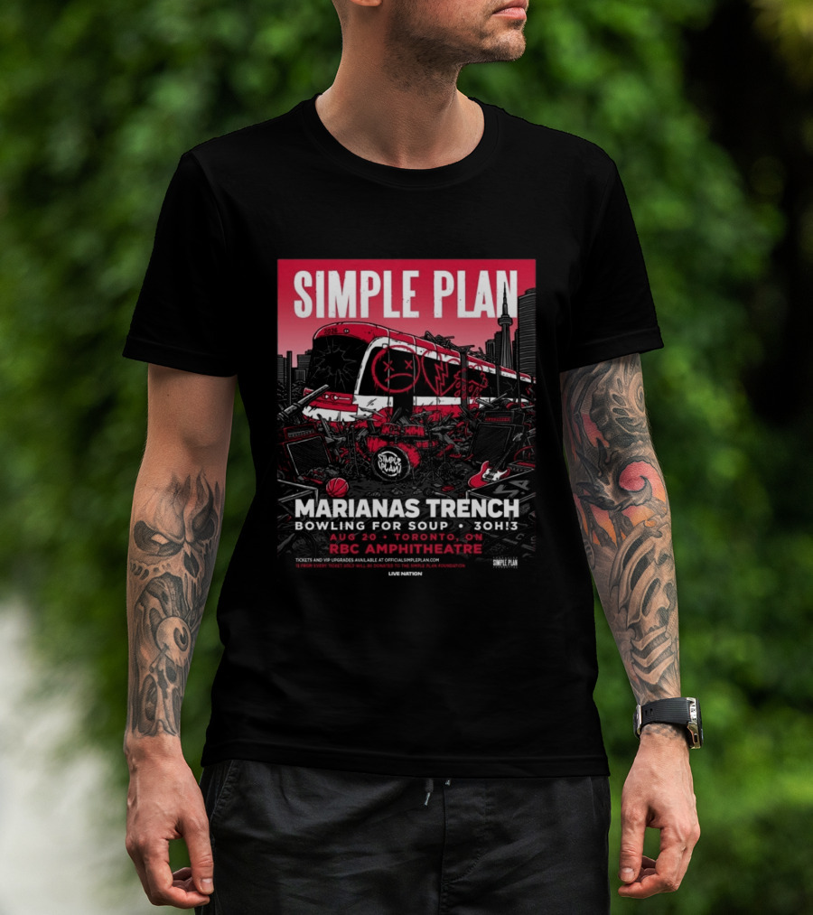 Simple Plan Marianas Trench Bowling For Soup 3OH!3 2026 Toronto RBC Amphitheatre August 20 T-Shirt