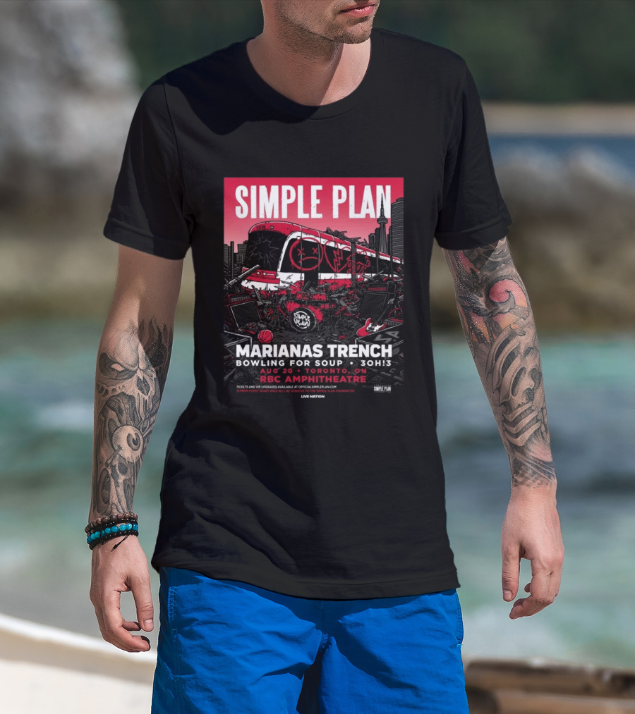Simple Plan Marianas Trench Bowling For Soup 3OH!3 2026 Toronto RBC Amphitheatre August 20 T-Shirt