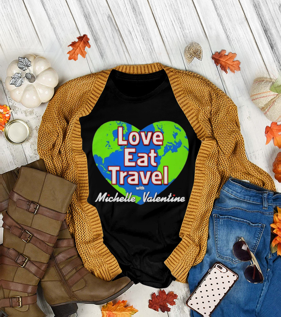 Love Eat Travel With Michelle Valentine Heart Map T-Shirt