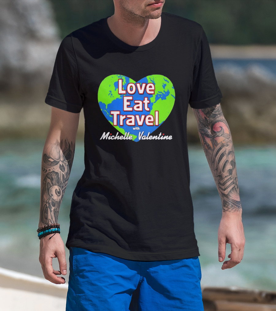 Love Eat Travel With Michelle Valentine Heart Map T-Shirt