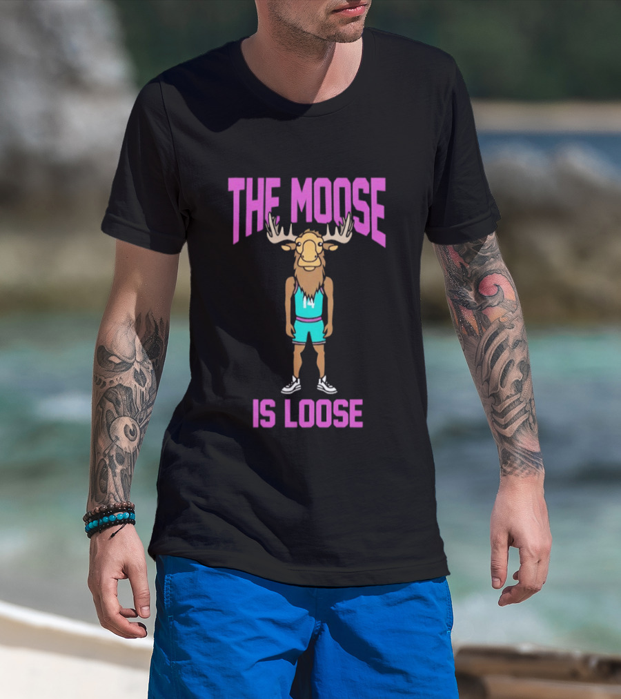 The Moose Is Loose Charlotte Hornets Basketball Player Cartoon T-Shirt