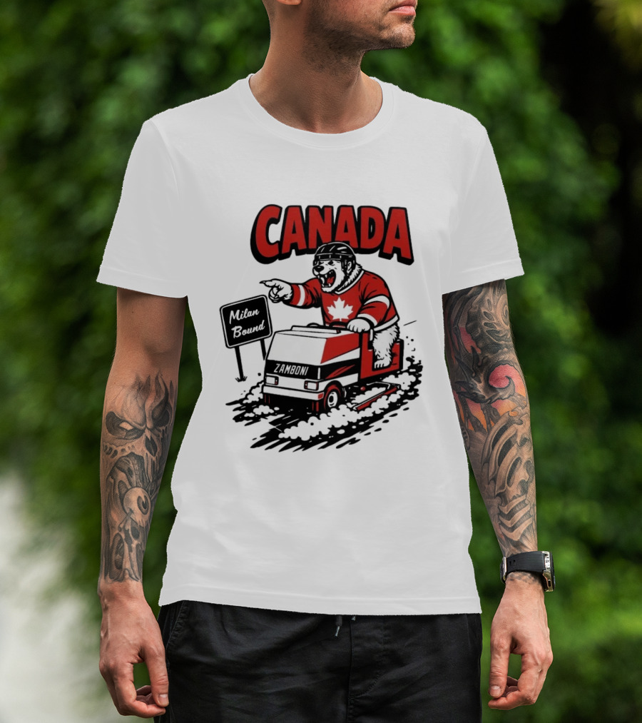 Canada Hockey Polar Bear Zamboni Milan Bound Winter Sports T-Shirt