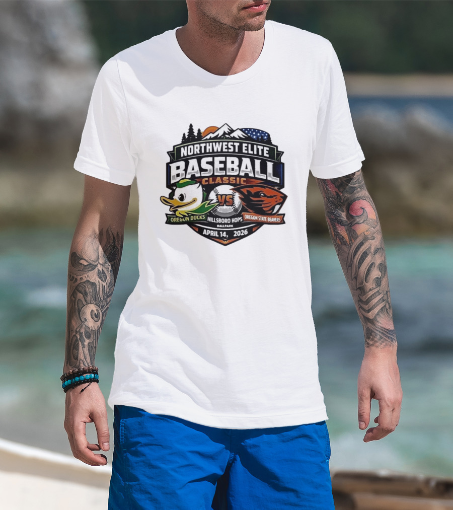 Northwest Elite Baseball Classic Oregon Ducks Vs Oregon State Beavers Hillsboro Hops Ballpark April 14 2026 T-Shirt