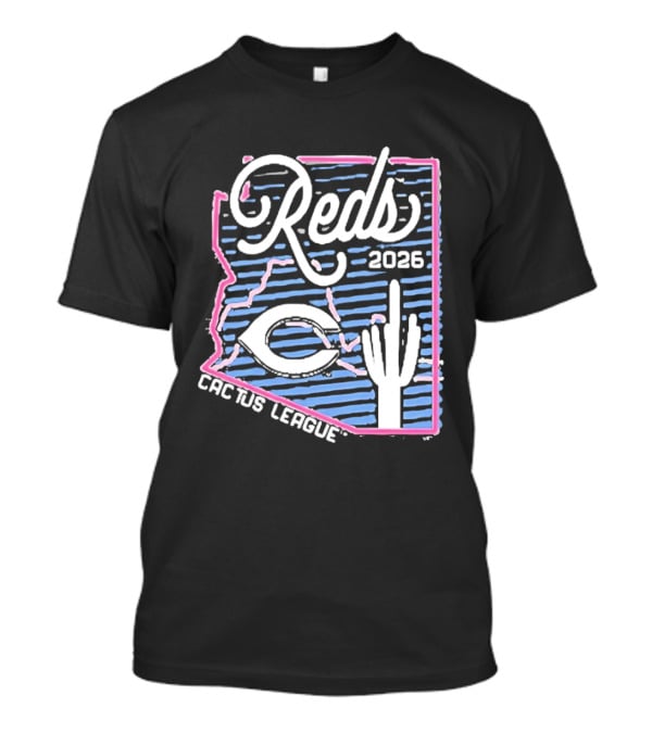 Cincinnati Reds 2026 Cactus League Spring Training Arizona Outline Saguaro Cactus T-Shirt