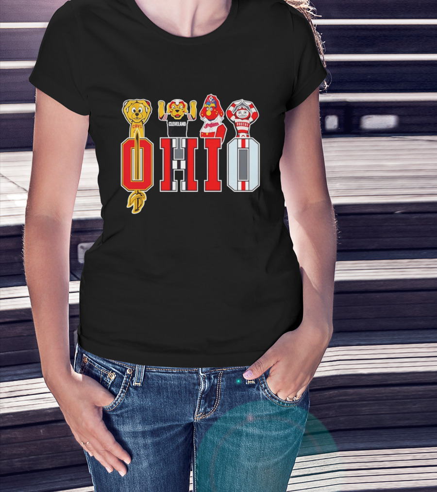 Ohio Sports Teams Cavaliers Browns Buckeyes Cardinals Logos T-Shirt