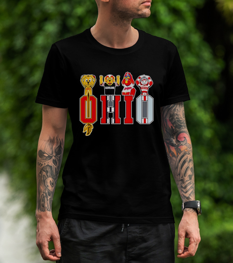 Ohio Sports Teams Cavaliers Browns Buckeyes Cardinals Logos T-Shirt