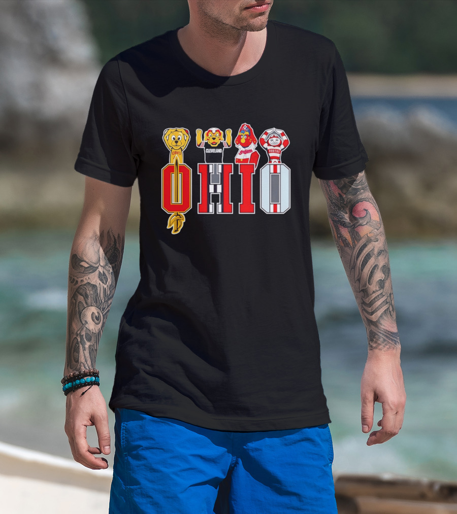 Ohio Sports Teams Cavaliers Browns Buckeyes Cardinals Logos T-Shirt