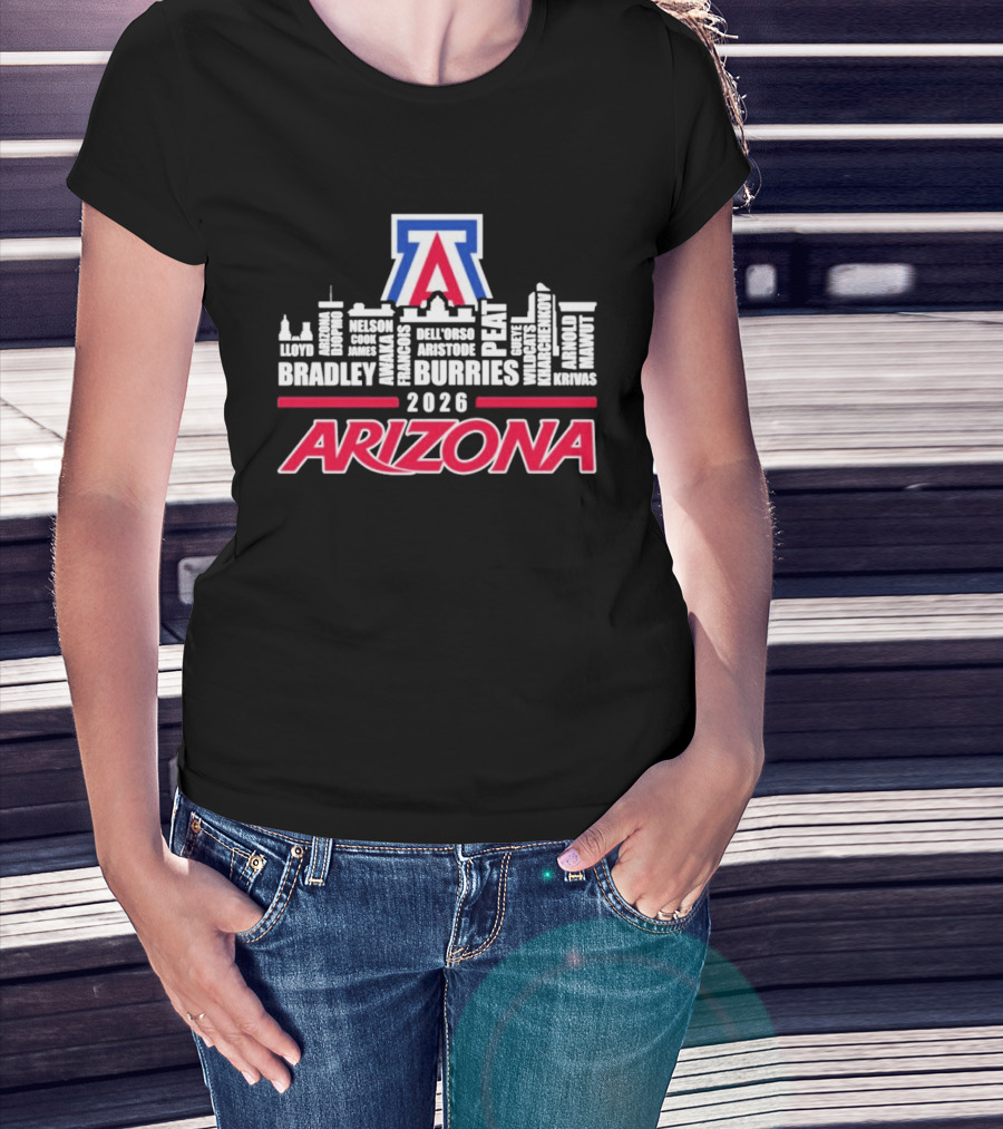 Arizona Wildcats 2026 City Names Bradley Burries Skyline T-Shirt