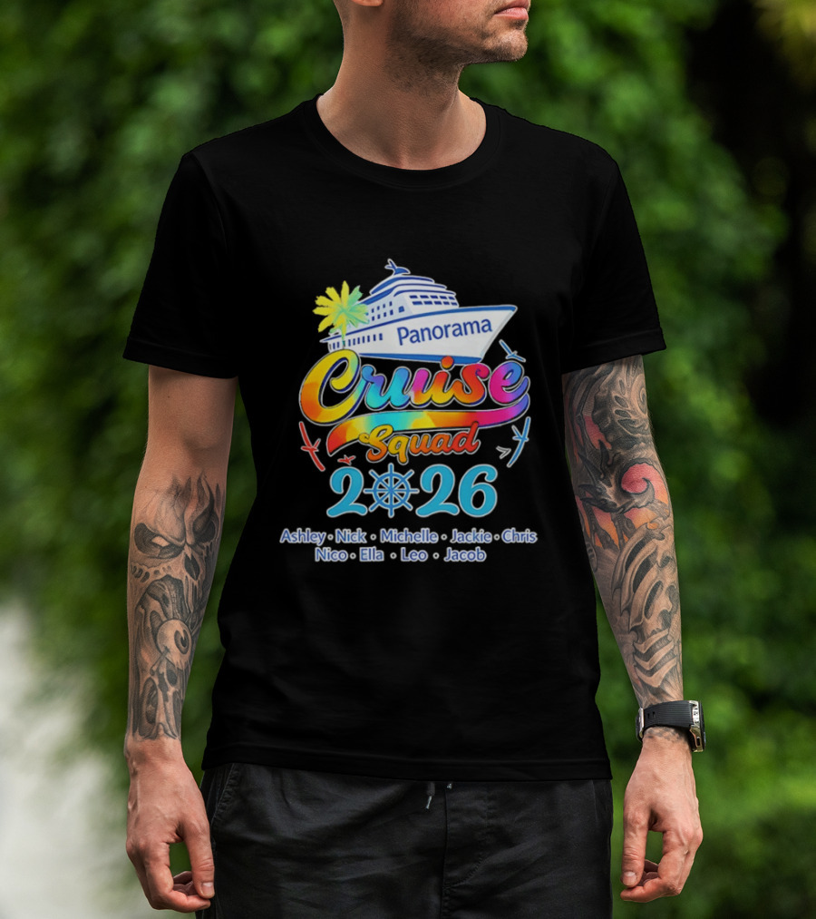 Panorama Cruise Squad 2026 Family Vacation Ashley Nick Michelle Jackie Chris Nico Ella Leo Jacob T-Shirt