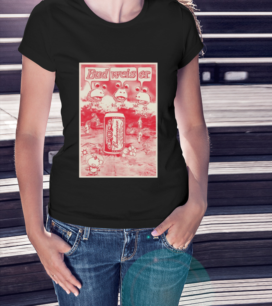 Budweiser Bud Weis Er Anheuser Busch Beer Can Frog Characters T-Shirt