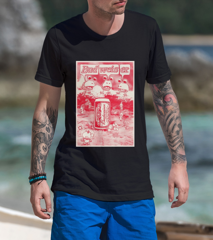 Budweiser Bud Weis Er Anheuser Busch Beer Can Frog Characters T-Shirt