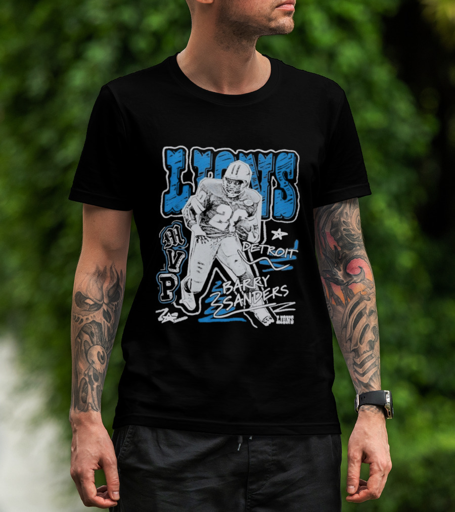 Detroit Lions MVP Barry Sanders Mitchell & Ness Chalked Up T-Shirt