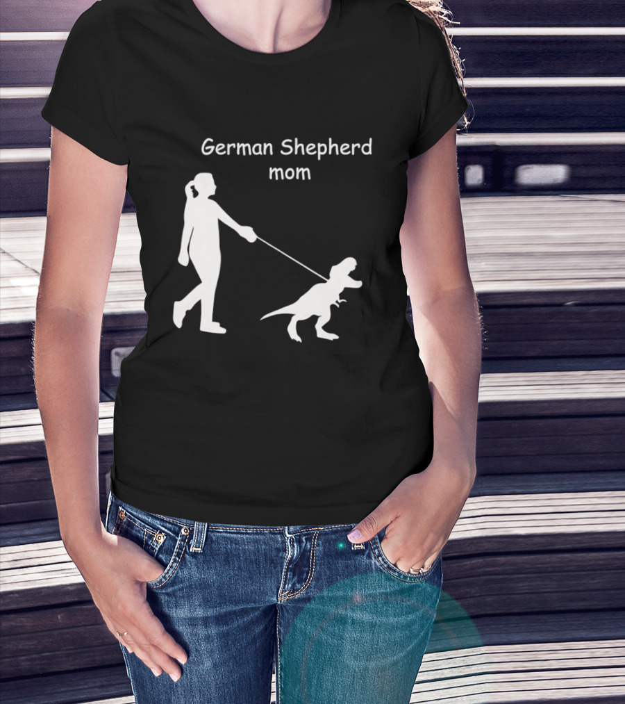 German Shepherd Mom Dinosaur Walking T-Shirt