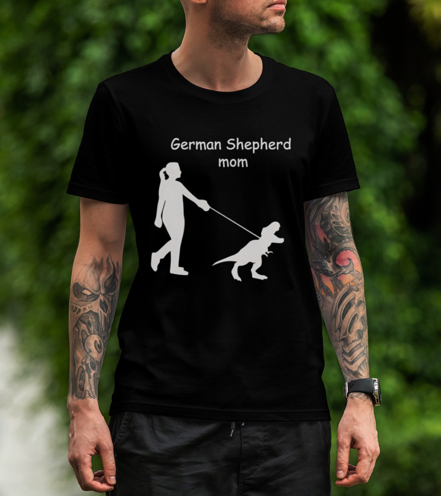 German Shepherd Mom Dinosaur Walking T-Shirt